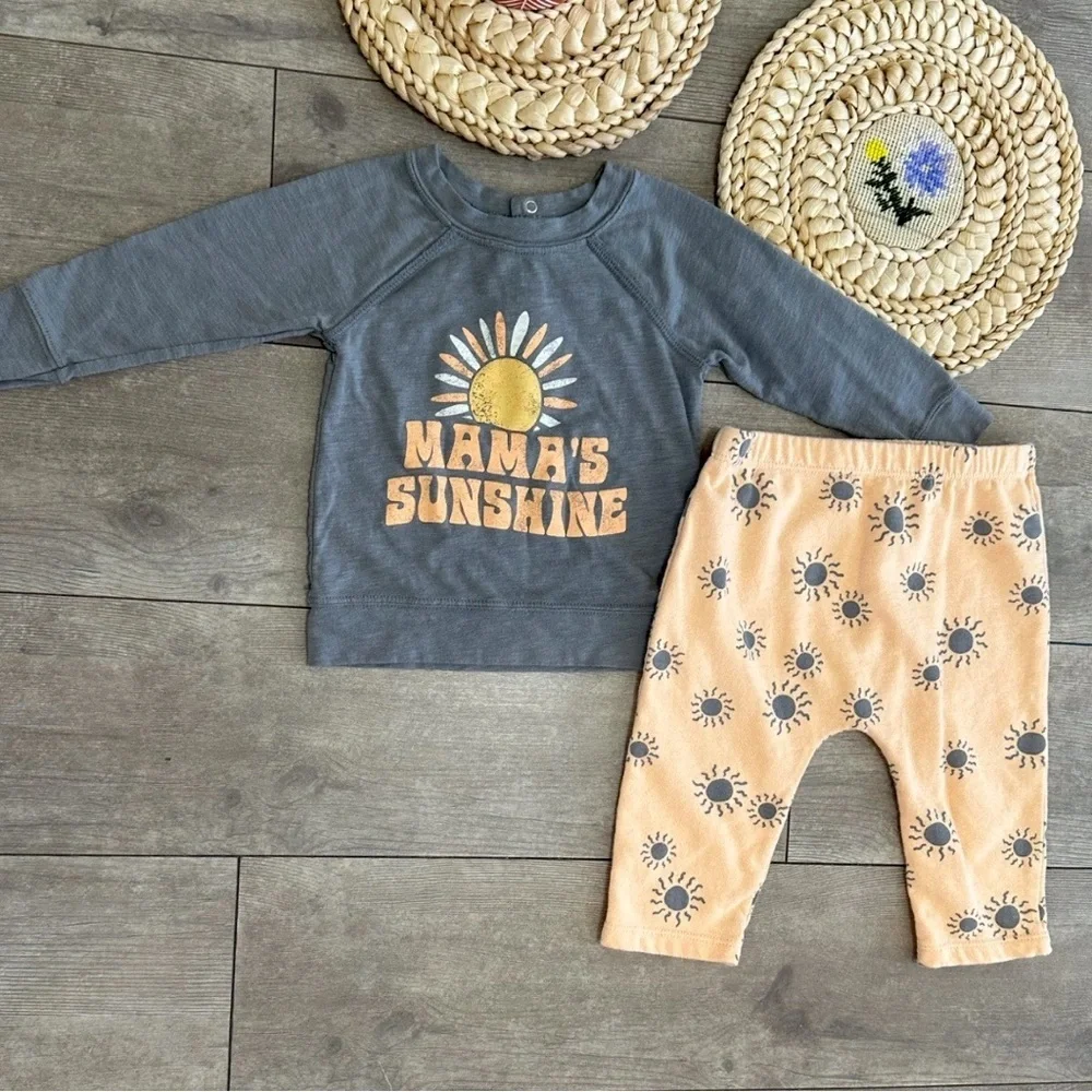 Grayson Mini ‘Mama’s Sunshine’ Boho Casual Outfit Set - 12 Months Baby Boy Girl